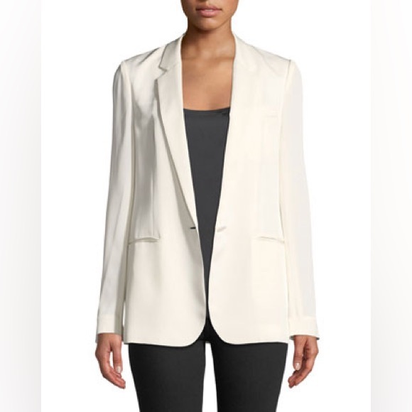 Theory Jackets & Blazers - Theory EUC Grinson Silk Tailored Suit Blazer Jacket Ivory White Size 0 / S